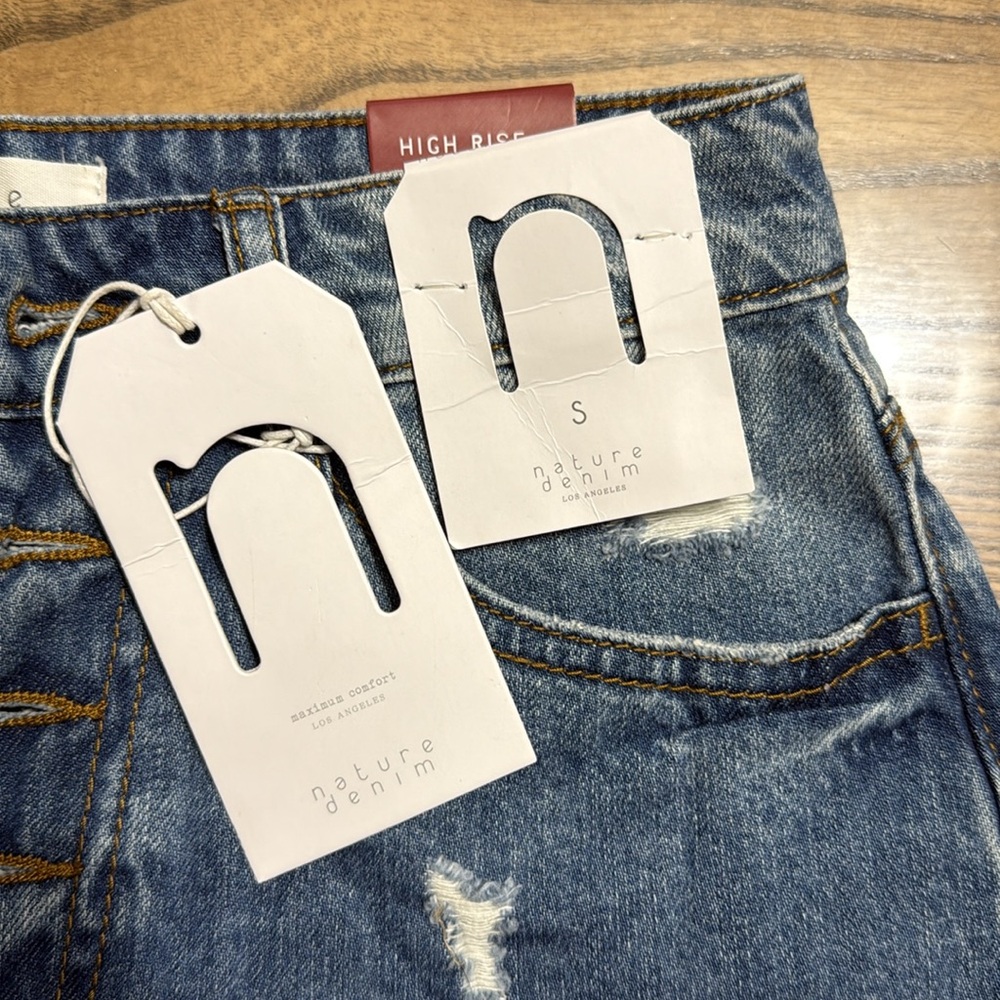 Nature Denim High Rise‎ Distressed Button Fly Denim Shorts Size S - Picture 4 of 7